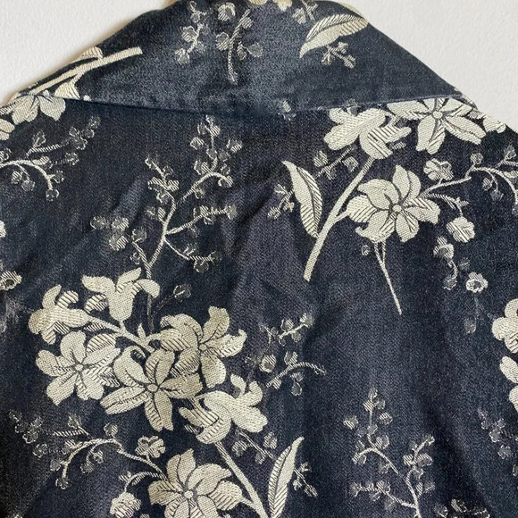 Tommy Bahama Silk Floral Print Bolero Jacket Women's Medium Black Ivory Blazer - Picture 12 of 14